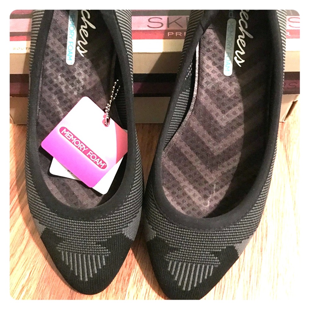 Women's Skechers Cleo Wham Flat Black/Charc size 8